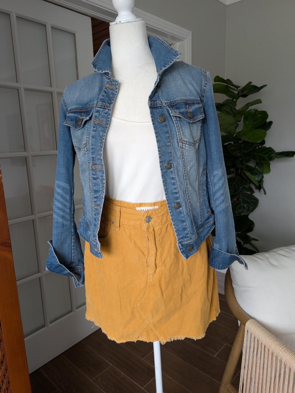 PacSun Mustard Yellow Corduroy Mini Skirt 28